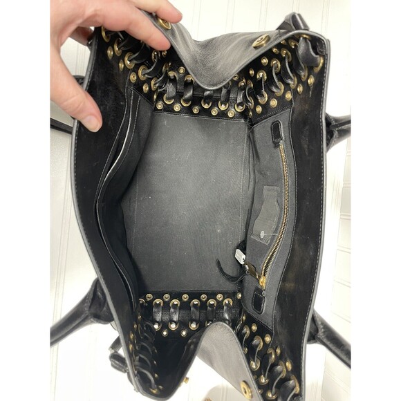 Marc Jacobs Laces The Big Big Apple Tote in Black with Antique Gold - Picture 7 of 9